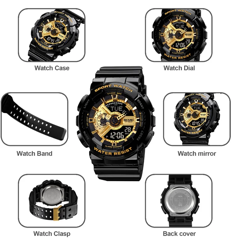 SKMEI Youth Fashion Cool Wristwatch LED Light Digital Men WomenWatches Waterproof World Time Chrono Clock Reloj Hombre 2 Size