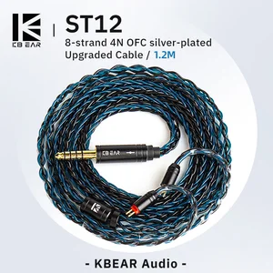 KBEAR ST12 8 코어 HIFI 이어폰 4N OFC 실버 플랜트 업그레이드 케이블 3.5/4.4mm MMCX/0.78mm 2PIN 용 LARK ROSEFINCH KS1 12 최고의 판매 KS1 -№12