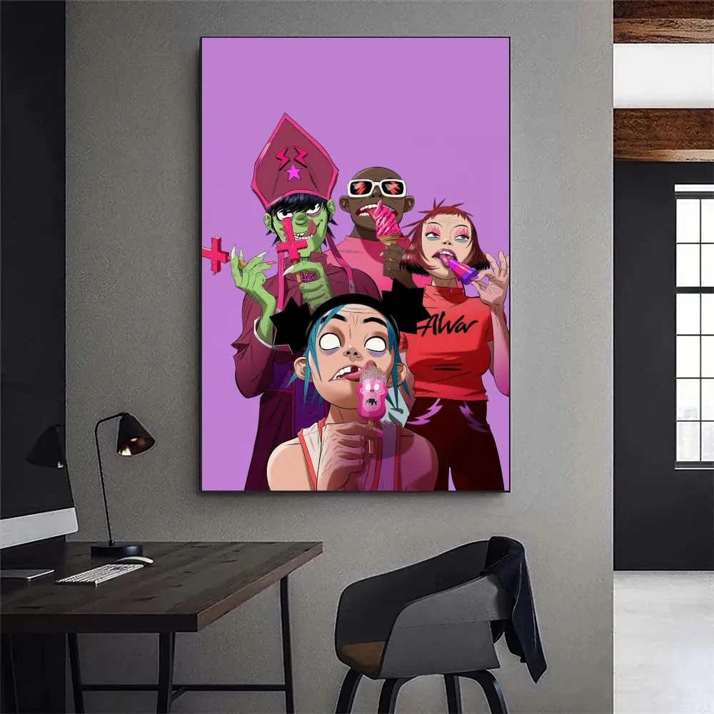 Gorillaz Poster Gallery Prints Self Adhesive Home Decor Decoration Wall Decals Living Room Sticker