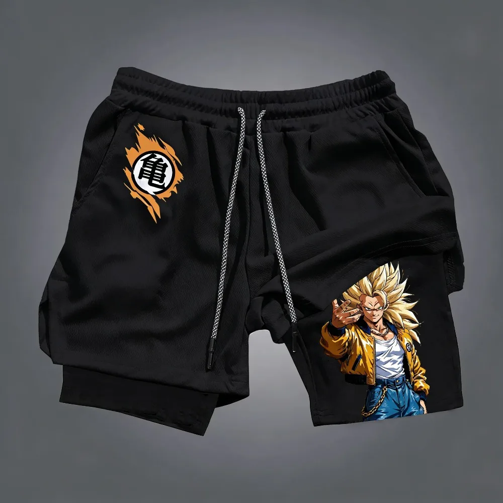 

Шорты Dragon Ball Goku унисекс с аниме-принтом в стиле Харадзюку, новинка лета 2026, свободные спортивные дышащие быстросохнущие двухслойные шорты
