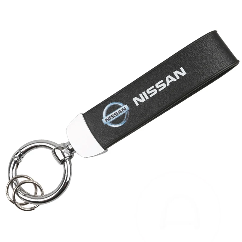 For Nissan Badge X-Traill Xterra Qashqai Sylphy Murano Tiida Almera Altima Leather Car Key Chain Accessories Key Ring Styling