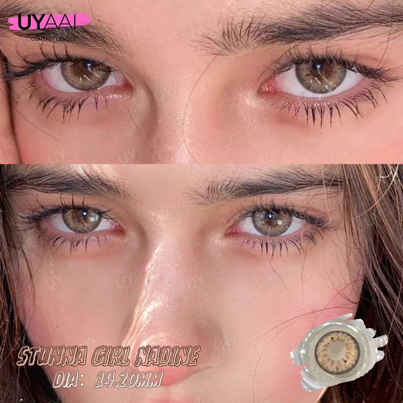 UYAAI Contactos de colores coreanos ojos grandes con miopía lente negra maquillaje de contacto marrón contactos de miopía para ojos alumnos de moda