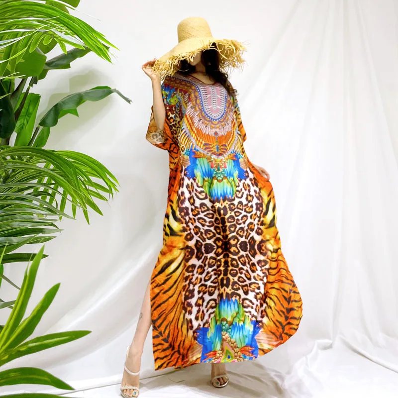 ملابس شاطئ نسائية صيفية جديدة مطبوعة متقدمة من Vaion مقاس كبير مقاس كبير للتخسيس V-Ne n Sle ماكسي Dr