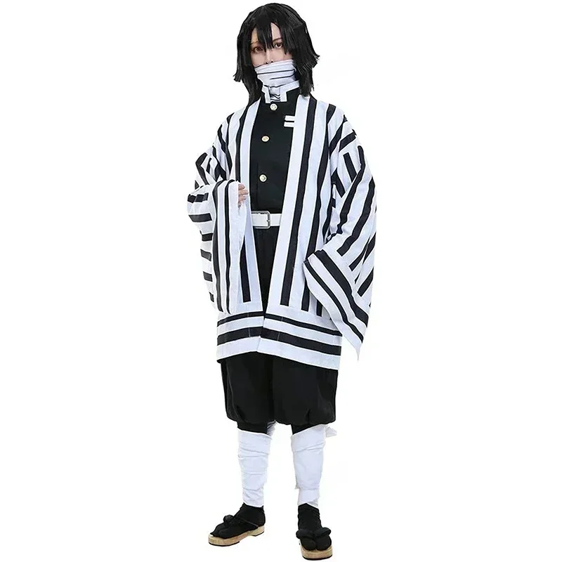 Anime demon killer Kimetsu No Yaiba Iguro Obanai Haori Kimono role-playing wig, white snake prop, Halloween children's clothing