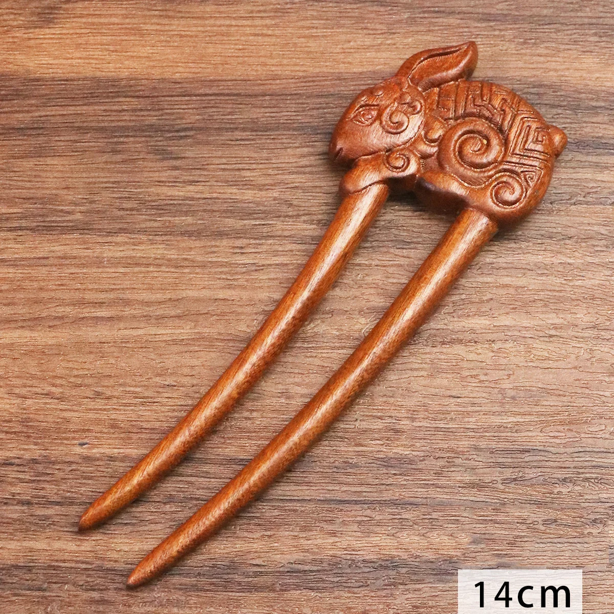 Holz-Haarnadel U-förmige Haargabel Katzen- und Schmetterlingsdesign Chinesischer Stil Modische Haarspange Hasen-Kopfschmuck Mädchen-Haaraccessoires – Detail 7