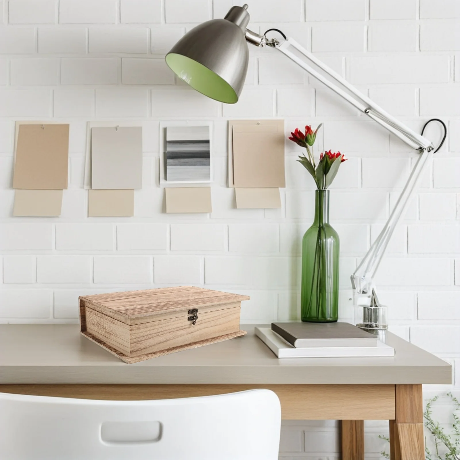 

2pcs Wooden Bible Storage Natural Wood Grain Lid Keepsake Decorative Book Storage Wooden Cards Unfinished Trinket Box