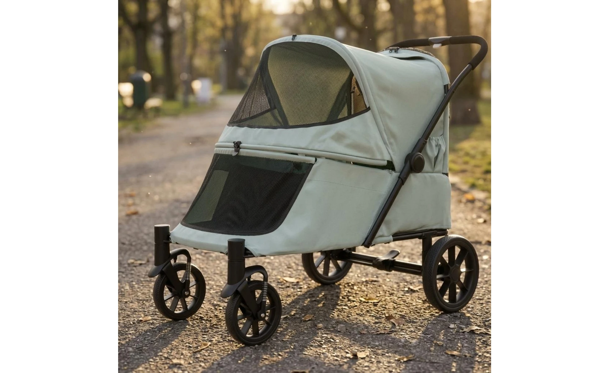 Folding Dog Stroller Single-Press Fold Soft-Sided Pet Stroller Ventilated