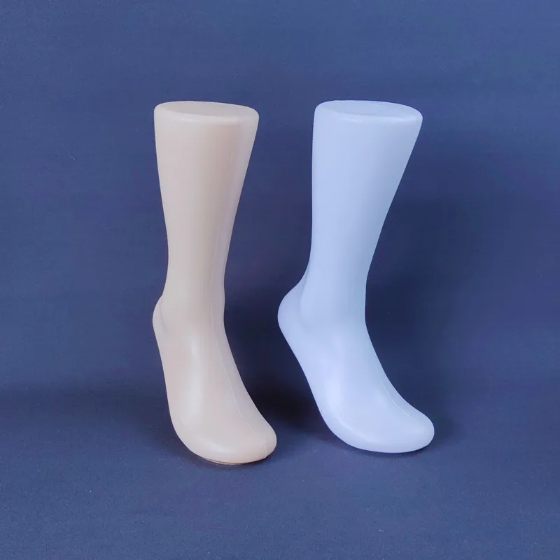 White Skin Plastic Man and Women Foot Mannequin Magnet Standing Foot Model Shoes Socks Display Props