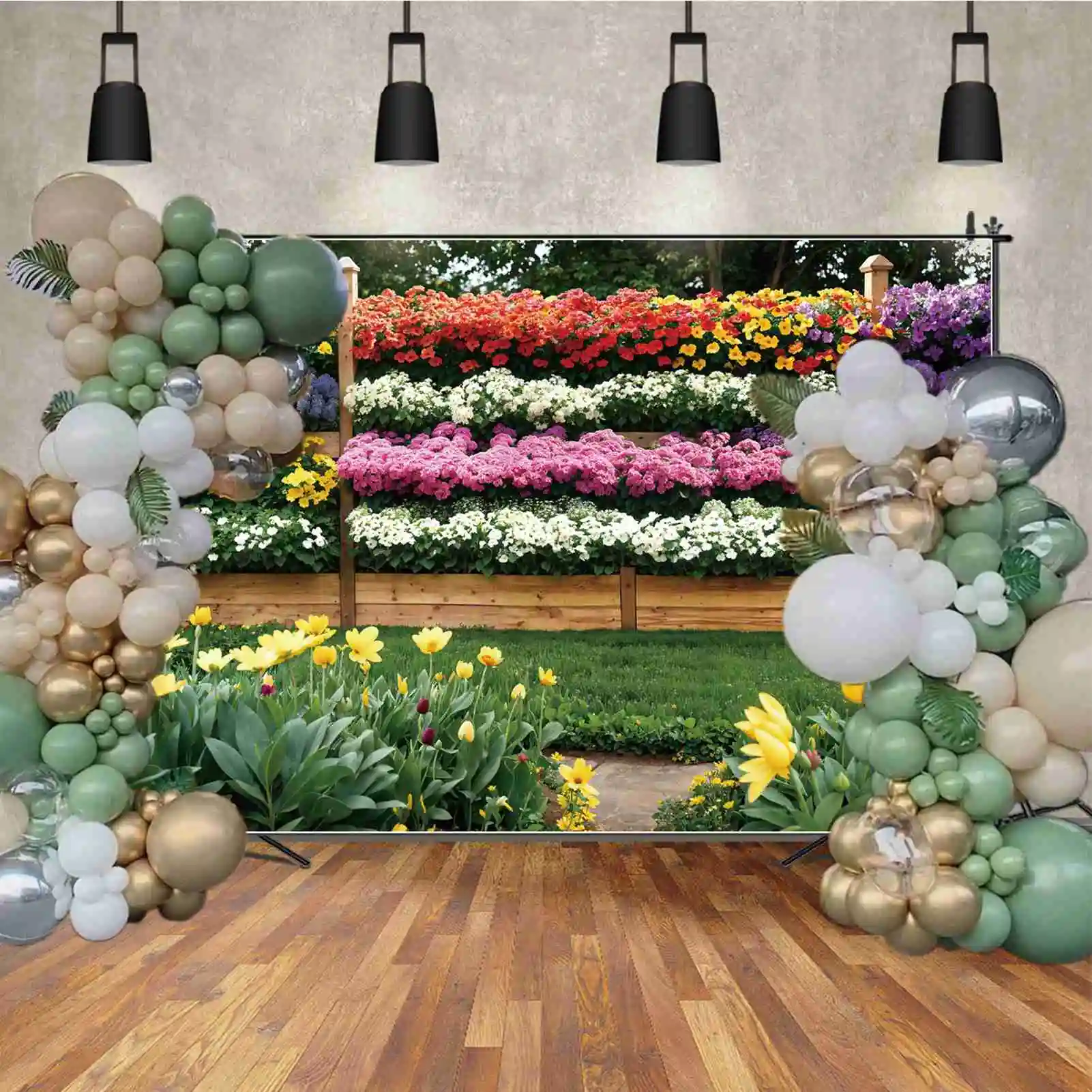 Fiori primaverili fondali da giardino per giardino fotografia decorazione per feste fiore recinzione in legno parete personalizzata per bambini sfondi fotografici puntelli