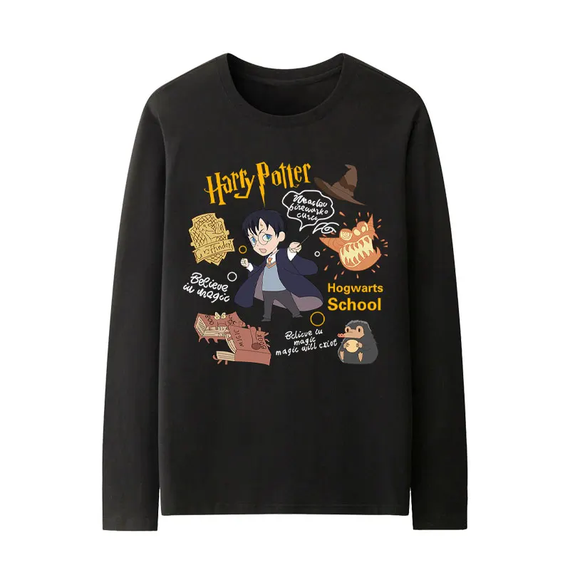 Camiseta de manga larga con marca de Harry Potter Co para hombre, ropa periférica de animación de Anime, otoño 2025, nueva