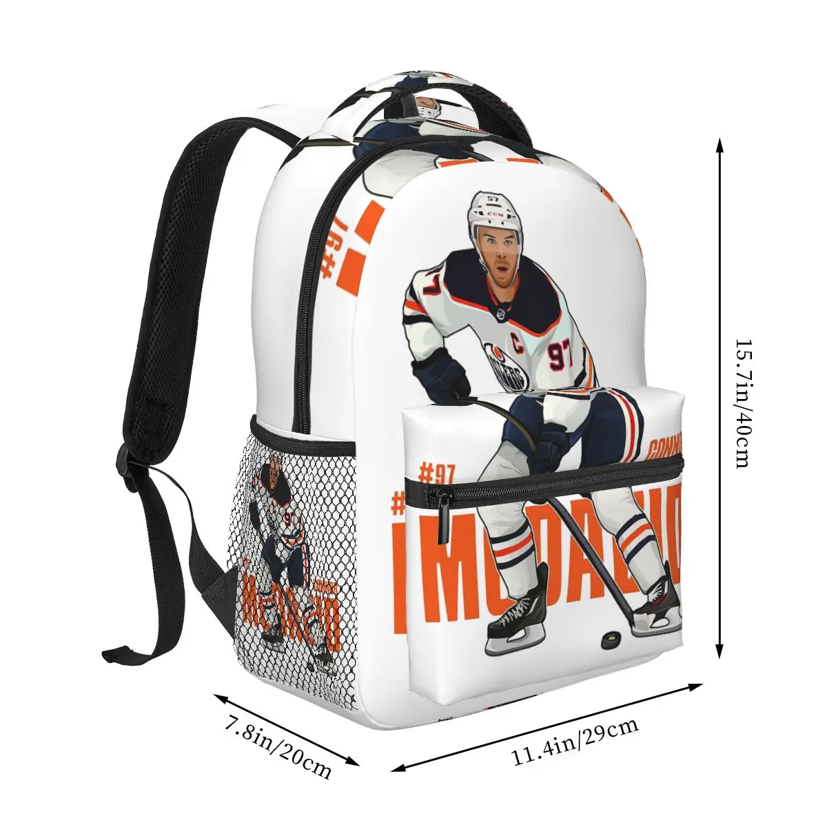 Connor McDavid 97 For Edmonton Oilers Fans Backpack Student Boys Girls BookBag School Bag Laptop Shoulder Bags for Men Women