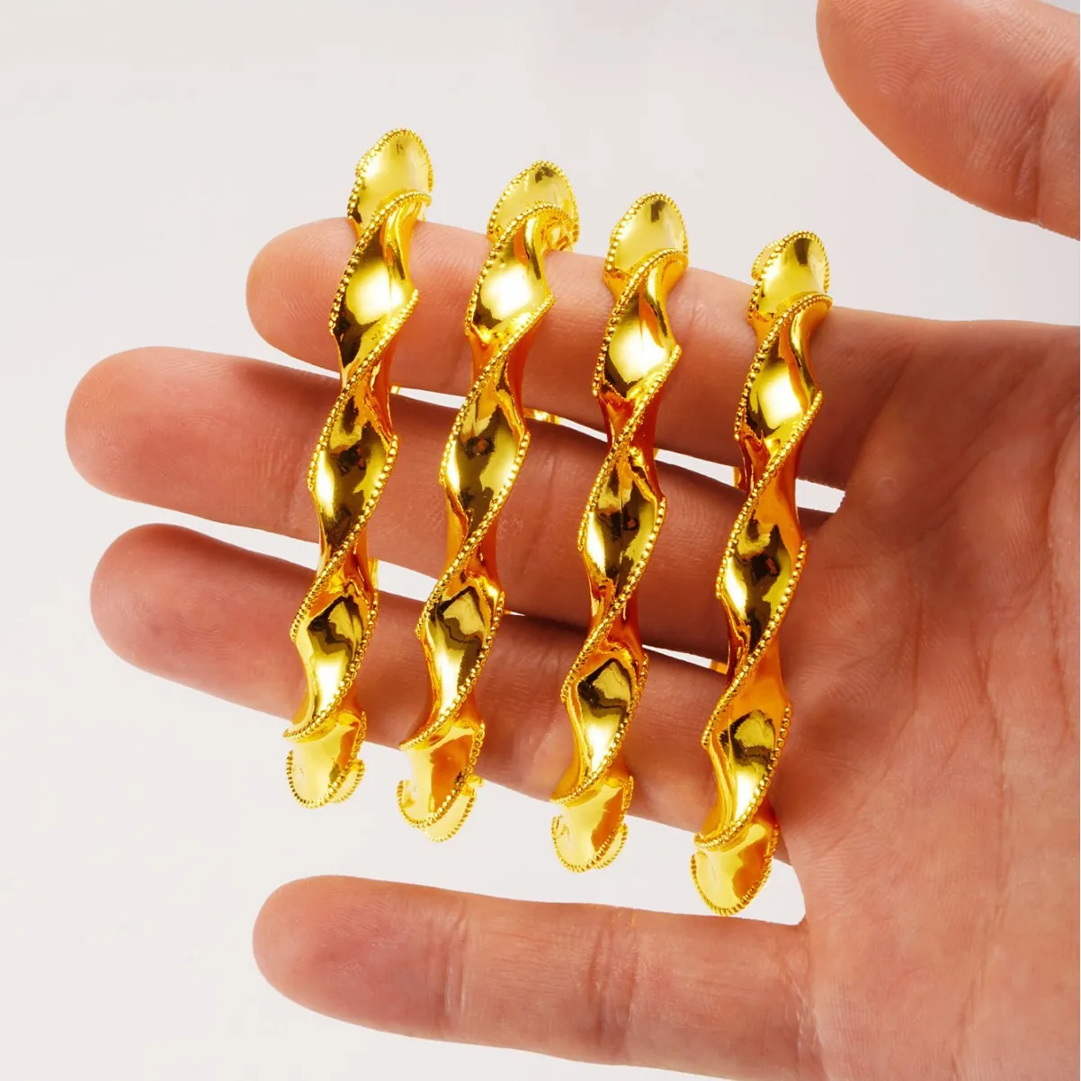 Gold Color Copper Indian Bangle for Women African Jewellery Twist Bracelets Luxury Brazilian Bangles Wedding Designer Bracelets