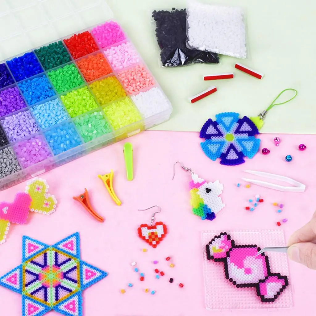 2.6 Colors Beads w/ Patterns Activity Toy Iron Beads for Crafts Beading Handmade Kids Adults