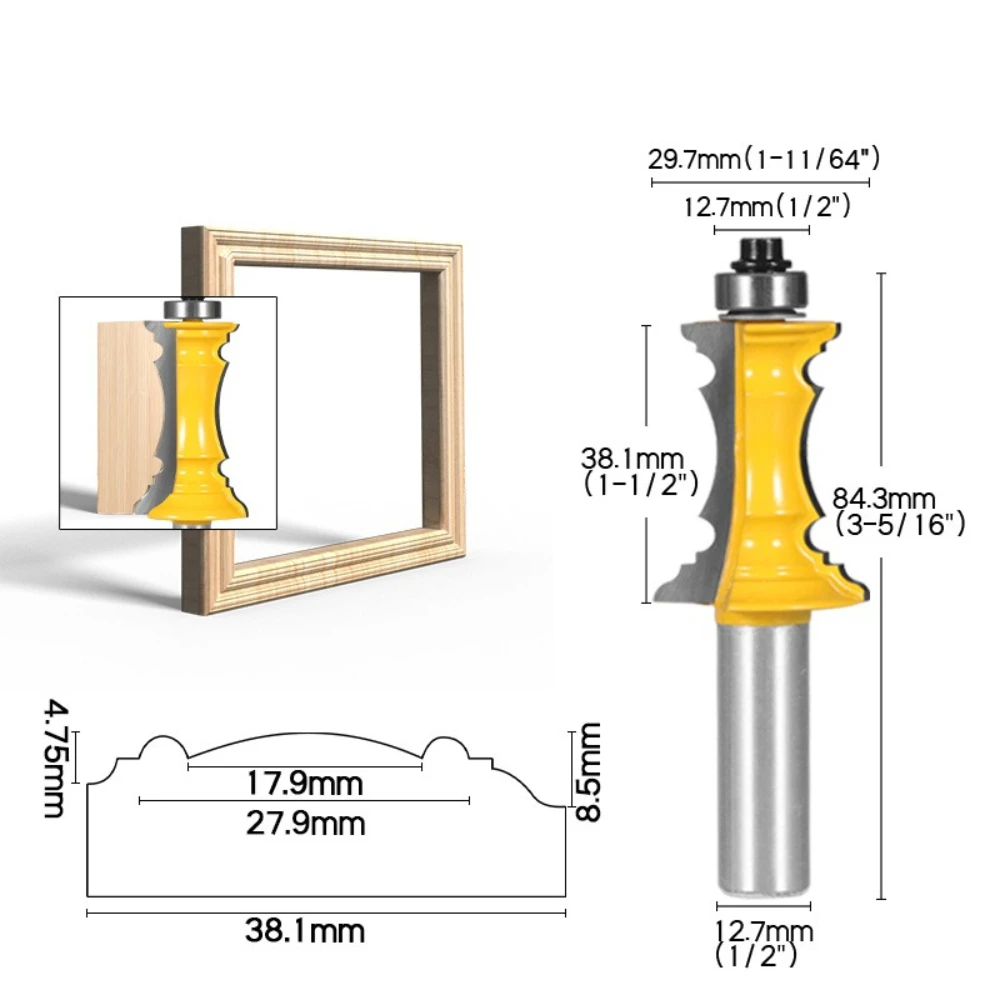 1/2 Handle Woodworking Milling Cutter Drawer Panel Knife Cabinet Line Cutting Tool Lace Door Frame Streamline