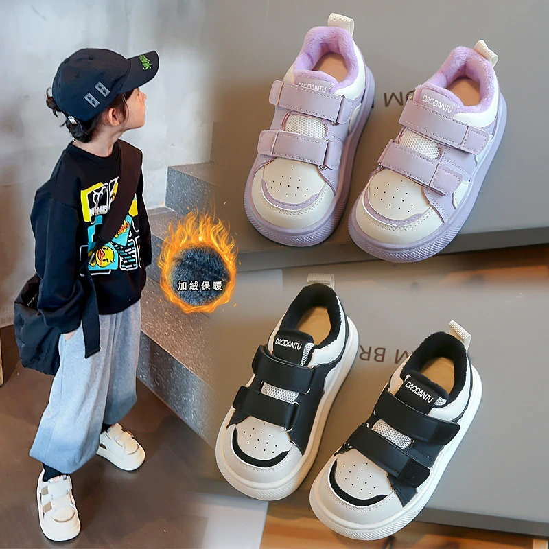 أحذية قطنية للبنات أحذية رياضية مبطنة بالصوف للأطفال 2025 أحذية رياضية قطنية عصرية غير رسمية للشتاء للأولاد #6