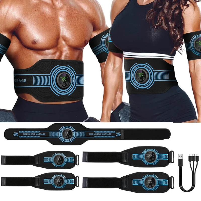Ems cinto de estimulação muscular elétrico abs estimulador treinador ems exercitador abdominal tonificação cintos braço perna volta fitness massageador