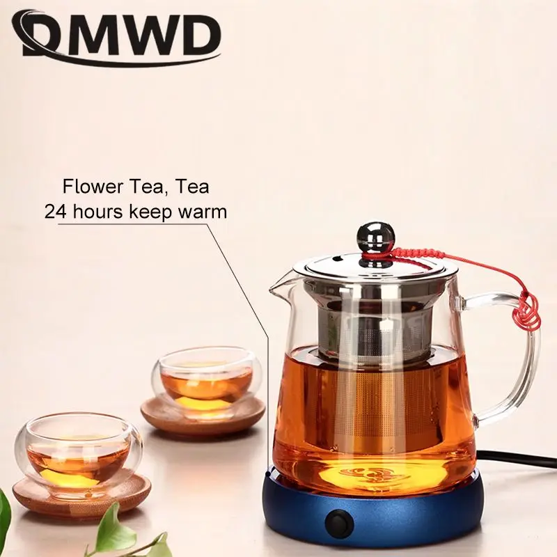 Dmwd แผ่นความร้อนไฟฟ้าขนาดเล็กแบบพกพาแผ่นถ้วยอุ่นให้ร้อนเทอร์โมสตัทฐานรองแก้วที่อุ่นชาเครื่องทำน้ำอุ่นนมแผ่นรักษาความร้อน