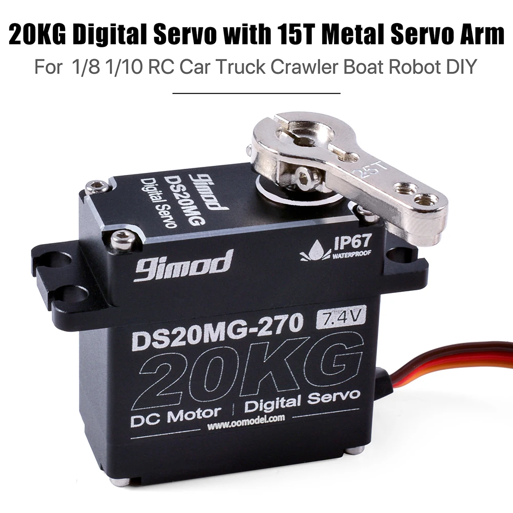 9imod DS20MG 20kg Servo à prova d'água totalmente em metal para 1:8 1:10 RC Crawler SCX10 TRX4 D90