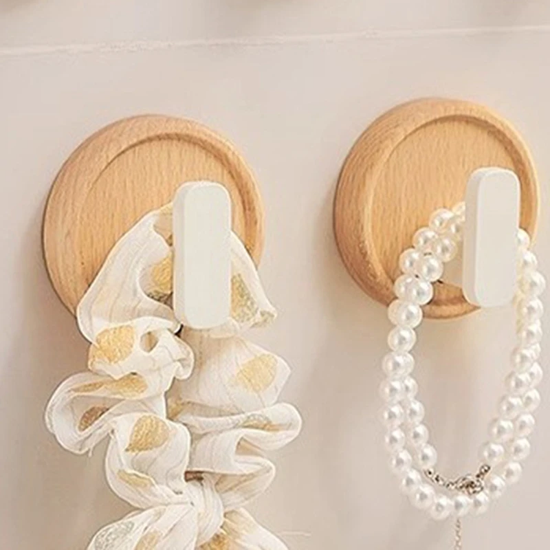 New Wood Decorative Hooks Circular Wall Hanging Clothes Keys Towels Storage Hooks for Bathroom Kitchen Accessories Retail
