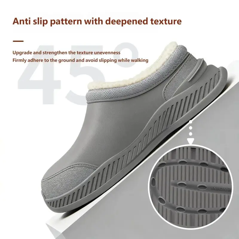 MEXICAN Winter Plush Cotton Shoes 5CM Thick Sole Cloud Comfort Waterproof Slip On Home & Outdoor Warm Slippers