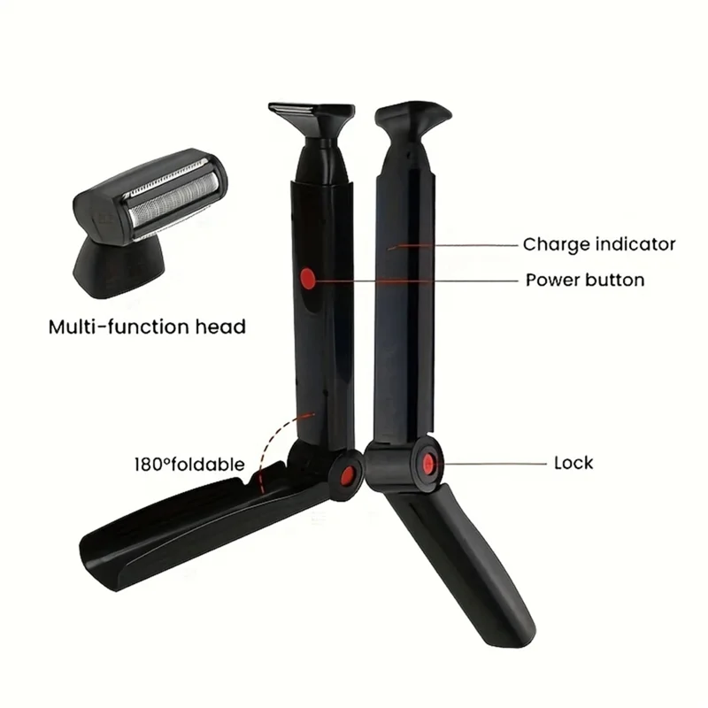 【جديد A39M】 ماكينة حلاقة كهربائية للرجال 2 في 1 قابلة لإعادة الشحن ومقبض قابل للطي وتشذيب شعر الوجه وإزالة الشعر الخلفي Gr