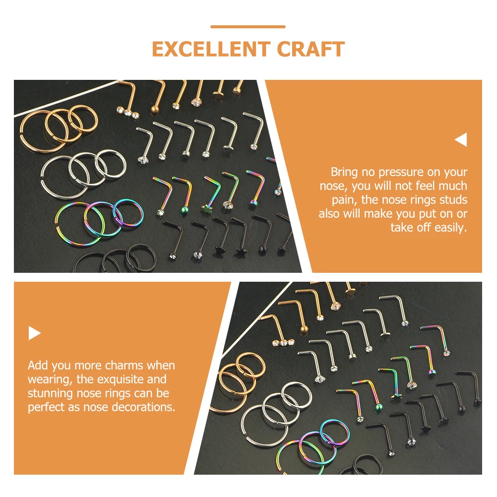 

1 set 1 Set Stainless Steel Nose Cuffs Nose Rings Studs Jewelry Adjustable Comfortable Skin-Friendly For Women Festival Birthday