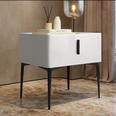 Bedside table modern light luxury style solid wood Italian simple storage ultra-narrow bedside cabinet smart storage bedroom