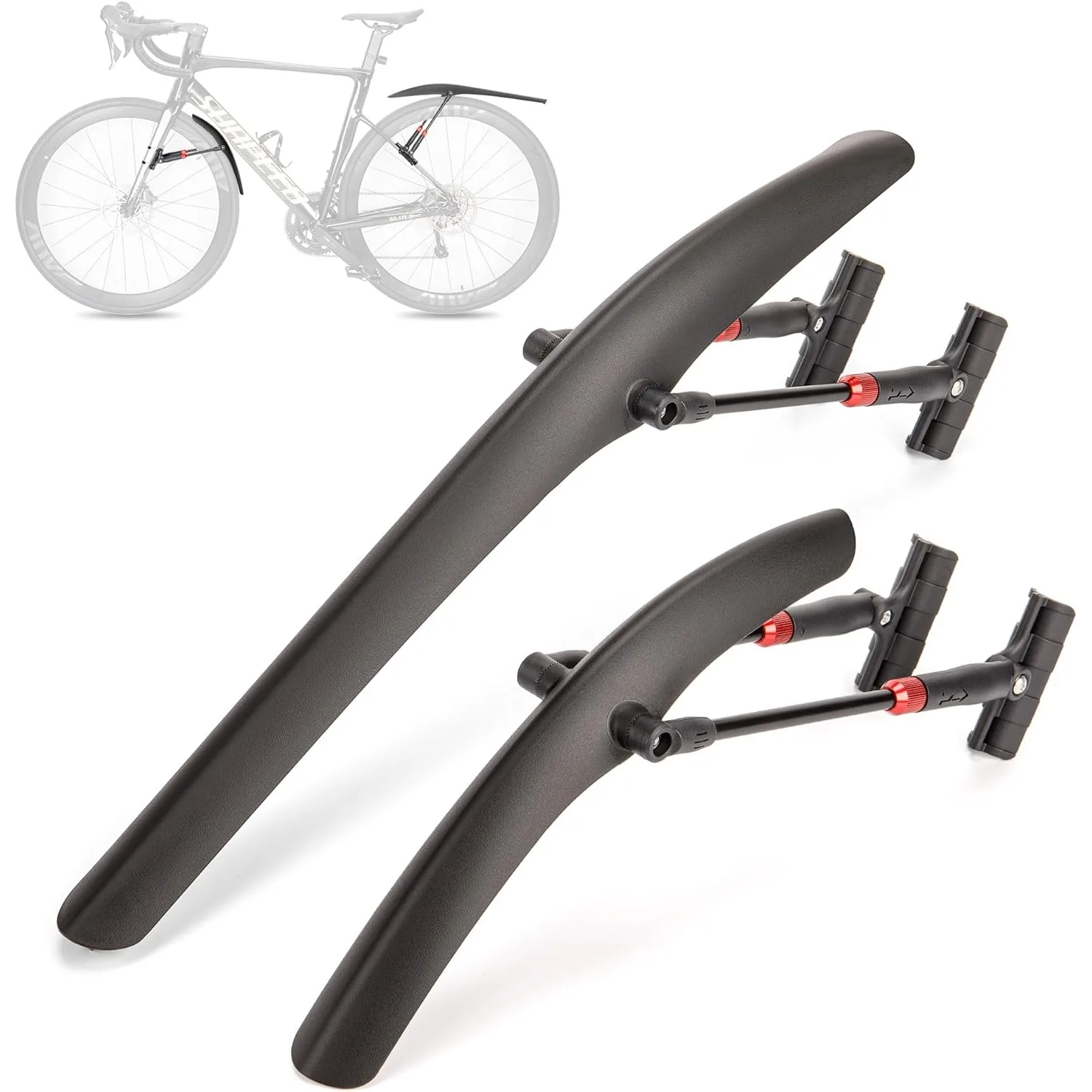 

Комплект универсальных быстросъемных велосипедных крыльев из высококачественного пластика для колес 24–29 дюймов (MTB/шоссейные велосипеды)