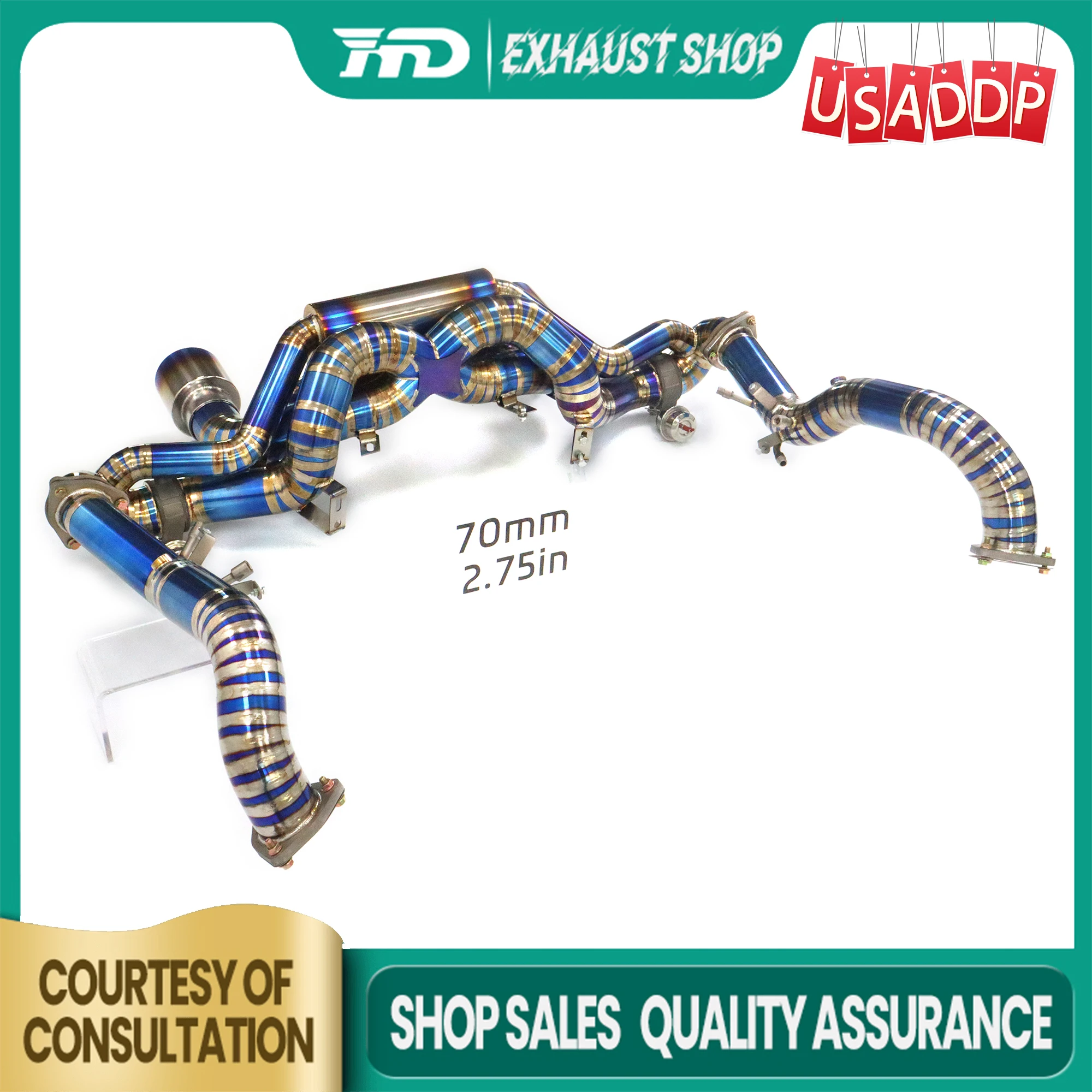 

HMD Ti for Porsche 718 GT4 RS Downpipe Baked blue Exhaust Catback Catalytic High quality Vacuum valves Muffler Tips