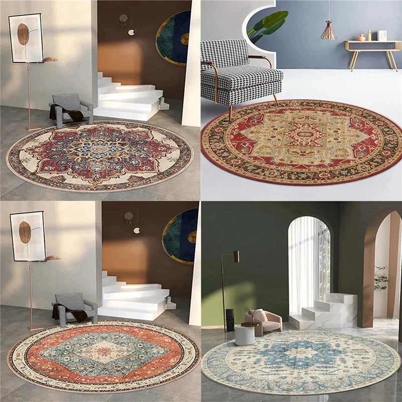 

Moroccan Round Carpet, Washable For Rocking Chair & Living Room
