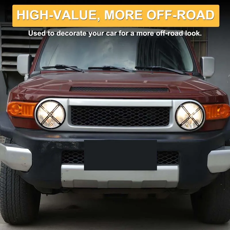 

For 2007-2021 Toyota FJ Cruiser headlight protective grille carbon steel 2-piece set (X model) car modification accessories