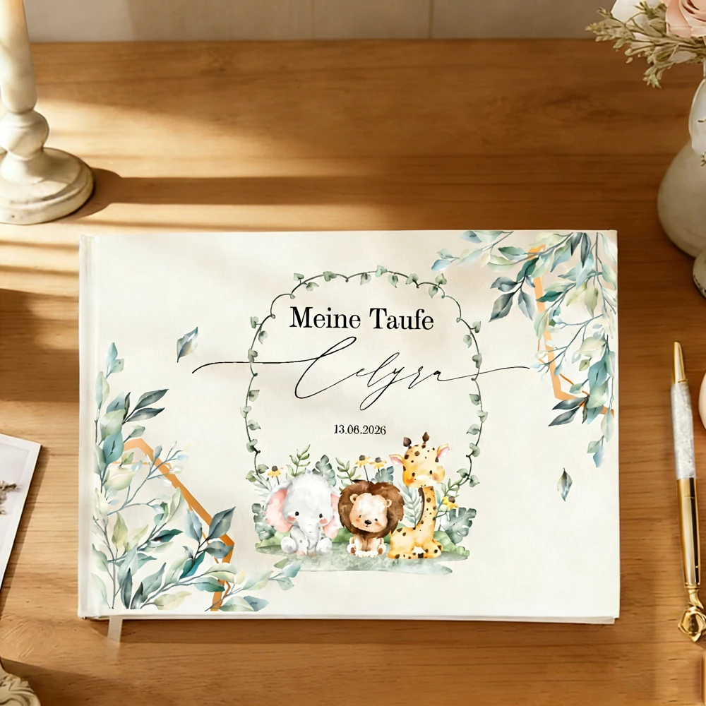 Personalized Guest Book with Ribbon,Custom Scrapbook and Sign In Book,Rustic Memory Baptism Guest Signature,Album Birthday Party