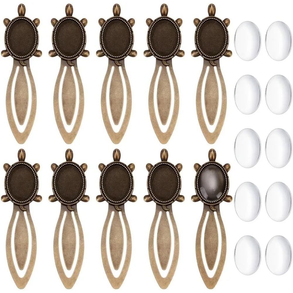 

10 шт. прозрачных стеклянных кабошонов в форме черепахи, без кадмия и свинца, с бронзовым покрытием