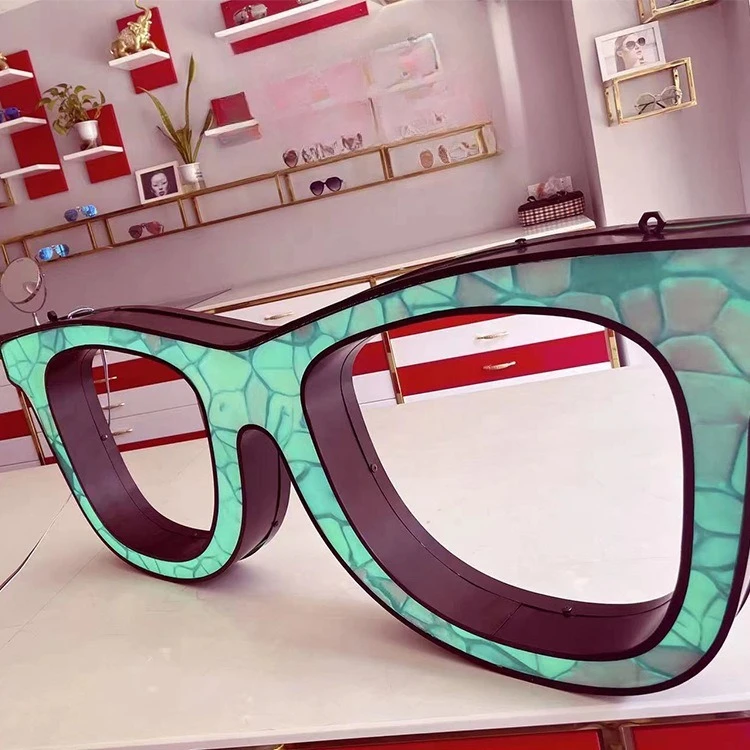 large glasses, advertising light box, door display luminous light sign, seven-color light effect remote control