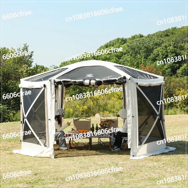 Outdoor Yurt Hexagonal Tent Outdoor Camping Picnic Car Tail Automatic Quick Open Chimney Winter