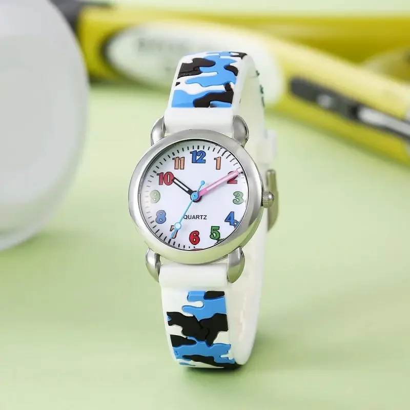 New Cartoon Kids Watch Ocean Oasis Desert Sky Camouflage Strap Colorful Numbers Quartz Watch for Children Girls Boys Clock Gifts