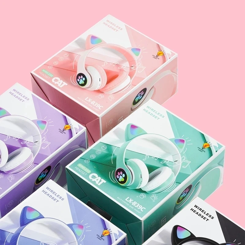 Tai Nghe Không Dây Bluetooth Tai Nghe Tai Mèo Tai Nghe Gaming Chụp Tai Giảm Tiếng Ồn Micro Chiếu Sáng Dễ Thương Cô Gái Trẻ Em Game Thủ Tai Nghe Quà Tặng