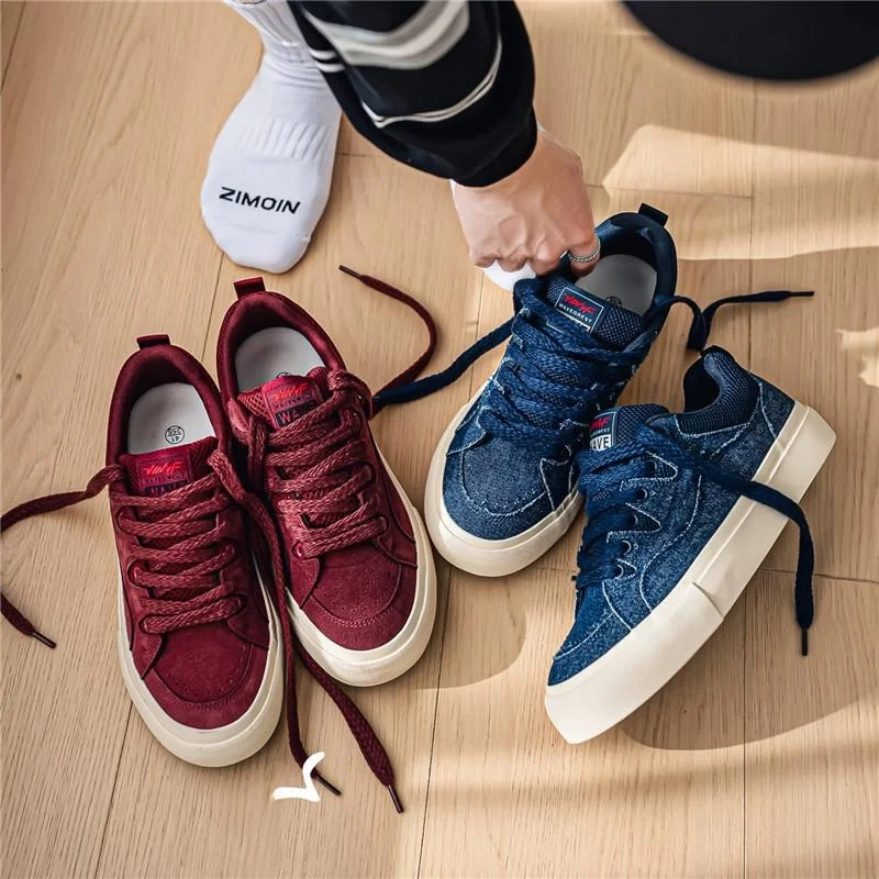 

Мужская красная парусиновая версия Thi Bot Flat Casual oes для лета, молодежный тренд, корейский низкий топ, дышащий круглый носок