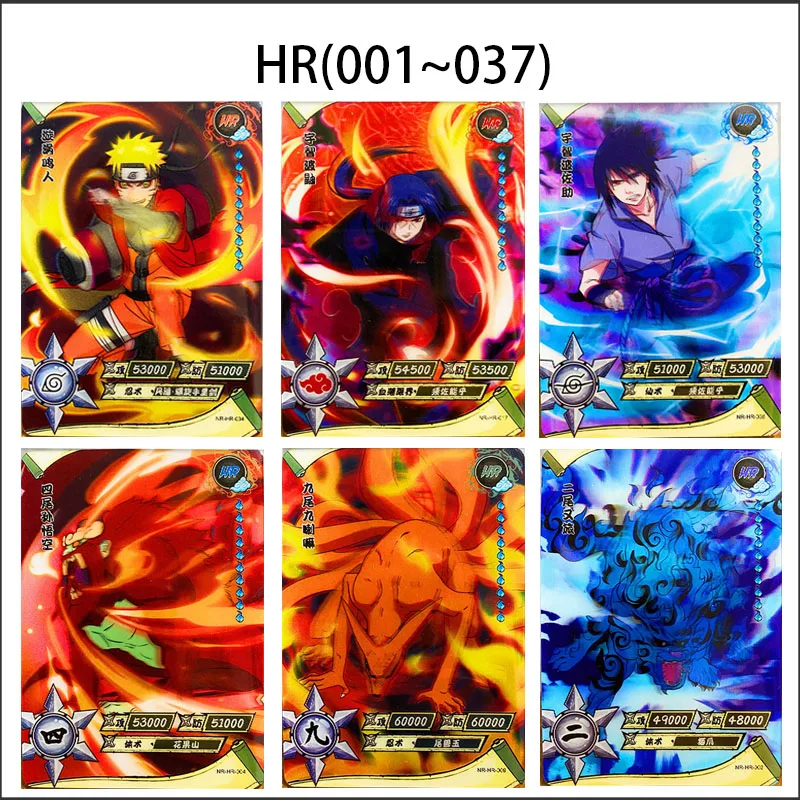 

KAYOU Anime NARUTO HR 1-37 3D Cards Uzumaki Naruto Uchiha Sasuke Tsunade Jiraiya Uchiha Itachi Rare Card Collectible Kid Gifts