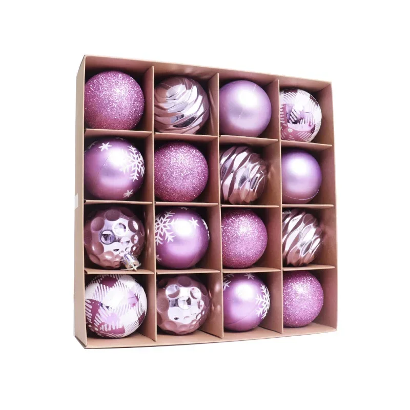16pcs 6cm Christmas Ball Ornaments Pink special-shaped Christmas Tree Party Decoration New Year Christmas Spheres Pendant 2026