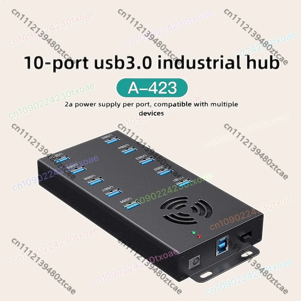 Industrial Grade 10 Port USB 3.0 Hub 400C Stable Multi Device Charging Data Transfer