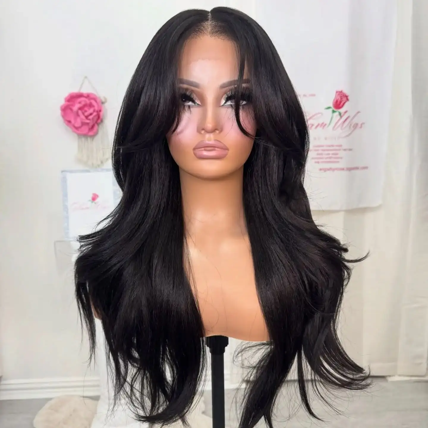Dark Wigs Brunette Long Length Natural Wave 13*4 HD Transparent Lace Wigs Middle Parting Realistic Look Hairline Glueless Wigs