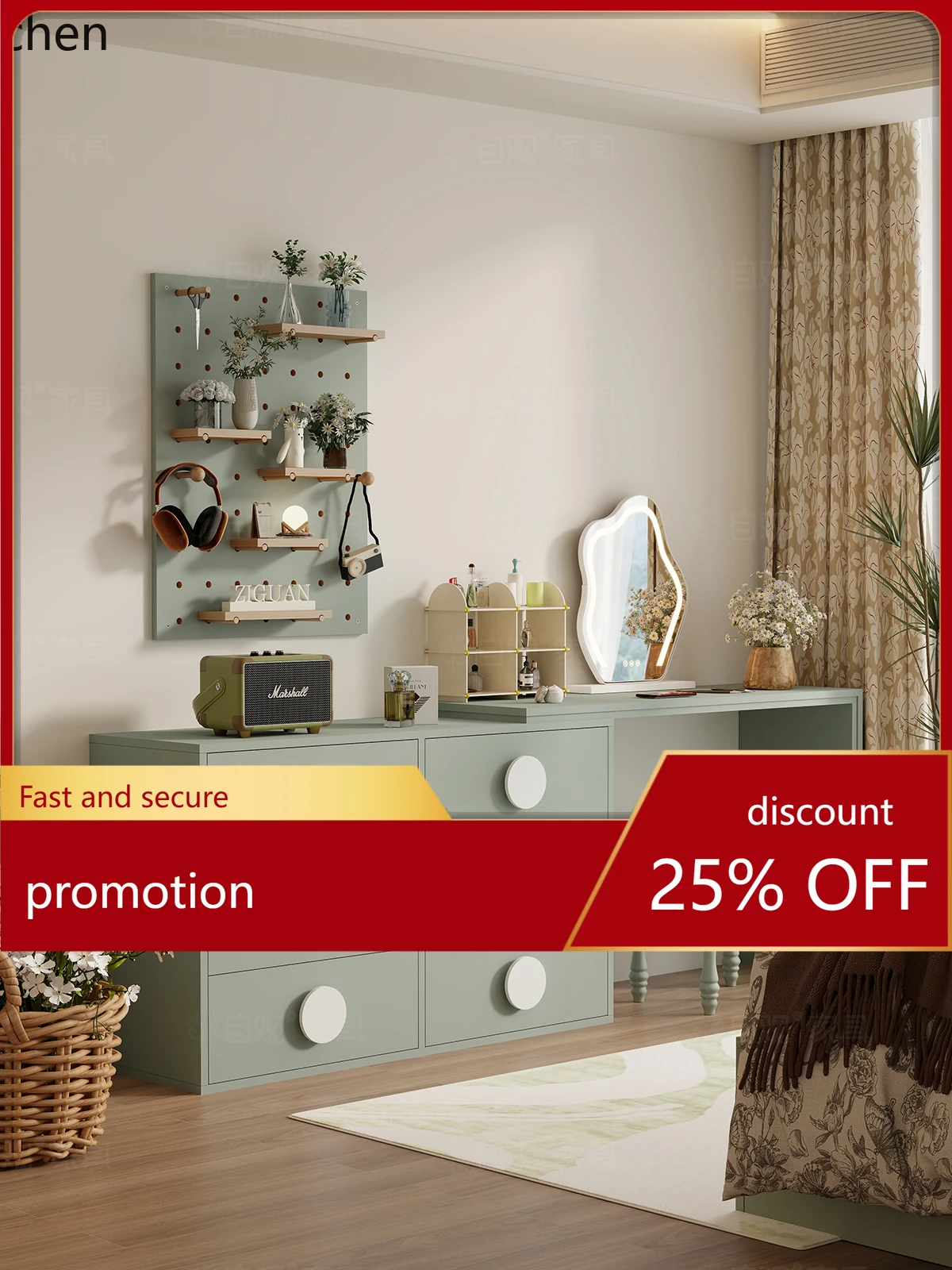 

HT Minimalist INS Style Dressing Table Solid Wood Bedside Table Computer Desk Office Desk Bedroom Study Corner Desk