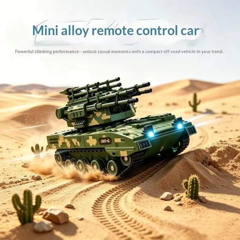 【In Stock】New Hot  1: 64 Alloy Mini  2.4g Multi Barrel Tracked Tank Remote Control Car Mobile Remote Control Dual Control  Toy