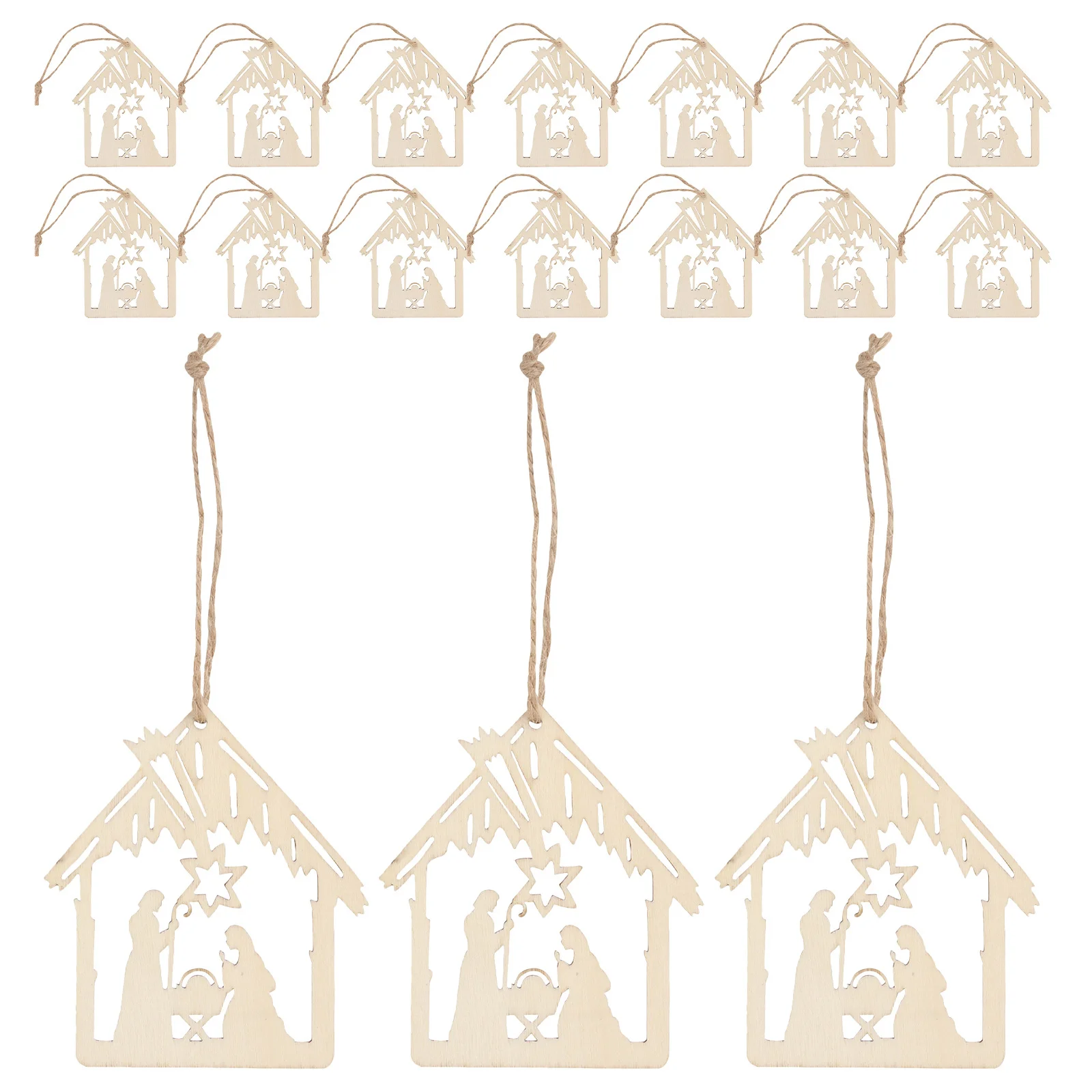 

40Pcs Wooden Nativity Ornaments Unfinished Blank of Jesus Cutouts Christmas Tree Decorations Religious Xmas