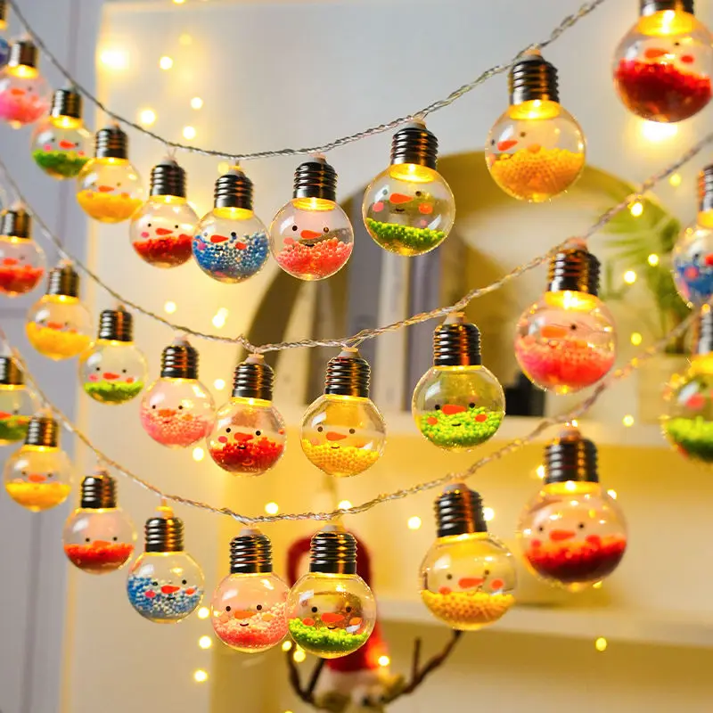 Christmas Decorative Battery-Operated Snowman Cartoon Globe String Lights Bedroom Decor Festive Atmosphere Creation