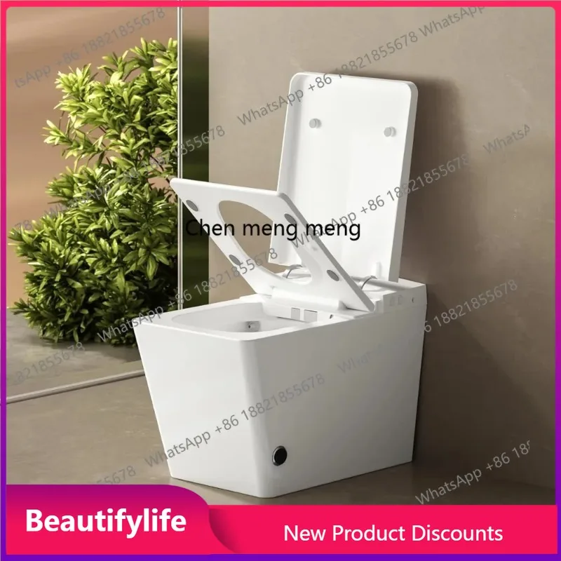 A17 Square Smart Toilet with Tank Built-in,Square With Auto Flush, Rectagnle Heated Bidet & Drying, Night Light Convenient For S