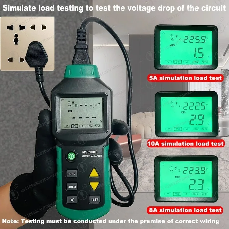 High Precision MS5908 Electrical Circuit Analyzer, True RMS Voltage Tester for Home & Industrial Wiring Diagnosis