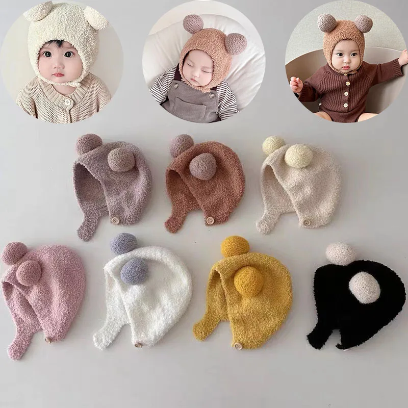 

Winter Warm Baby Hat Beanie Boys Girls Soft Pompom Ear Protection Infant Toddler Bonnet