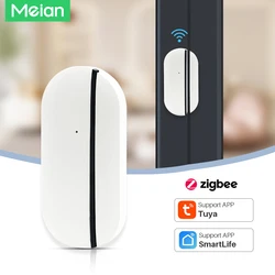 Meian Sensor de puertas y ventanas Zigbee, Detector de apertura/cierre de puertas, inalámbrico, Automatización del hogar inteligente, Tuya, Wifi